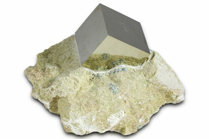 Natural Pyrite Cube In Rock - Navajun, Spain #361858